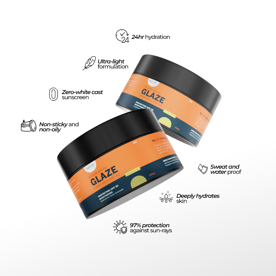 Glaze: 2-in-1 Moisturizer + Sunscreen Halo Carehalo care, halocare, men's care, men's personal care, facewash for men, sunscreen for men