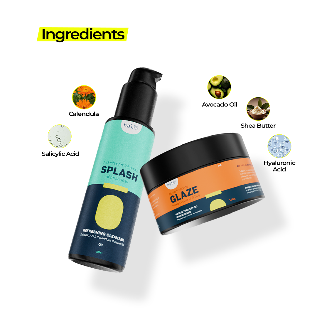 The Game Face Routine: Daily Essentials for Men Halo Carehalo care, halocare, men's care, men's personal care, facewash for men, sunscreen for men